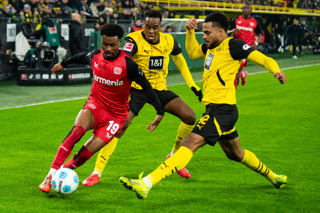 Almugera Kabar and Jamie Gittens for Borussia Dortmund