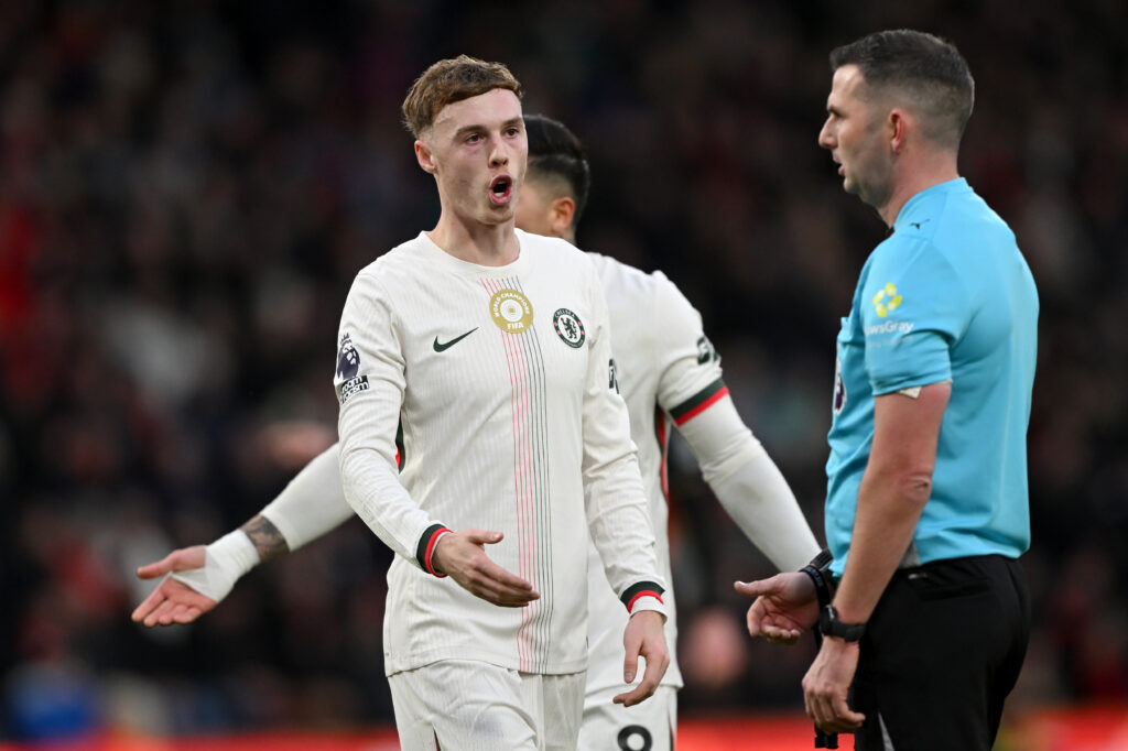 Cole Palmer playing for Chelsea vs Bournemouth