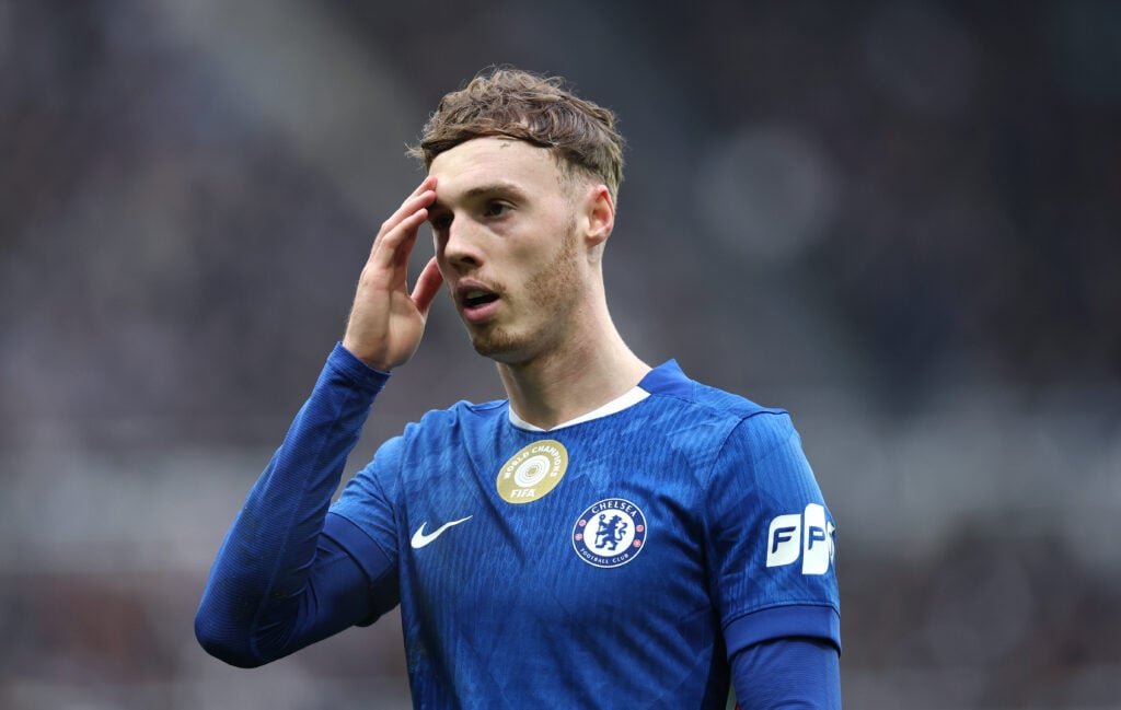 Cole Palmer of Chelsea looks on during the Premier League match between Newcastle United and Chelsea