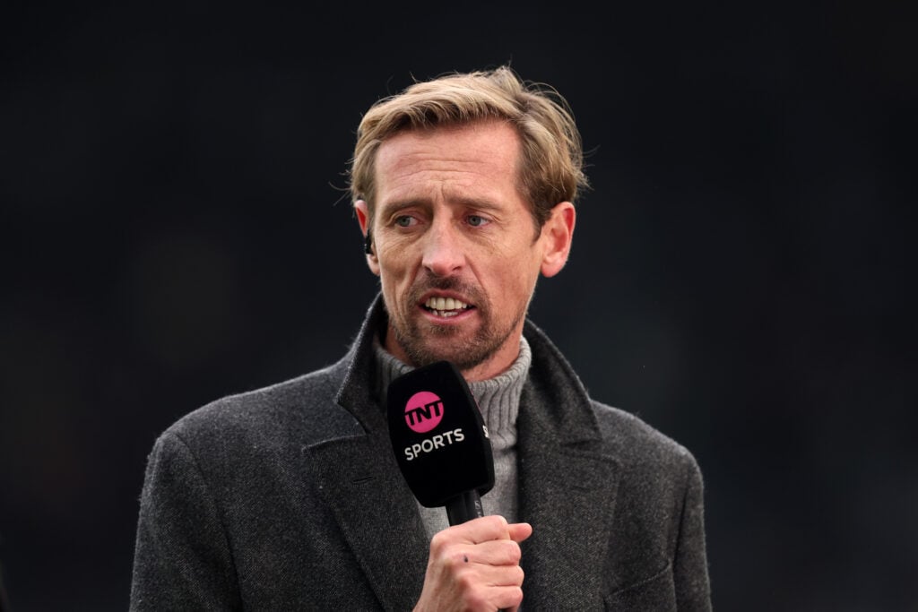 TNT Sports pundit, Peter Crouch speaks prior to the Premier League match between Newcastle United and Chelsea