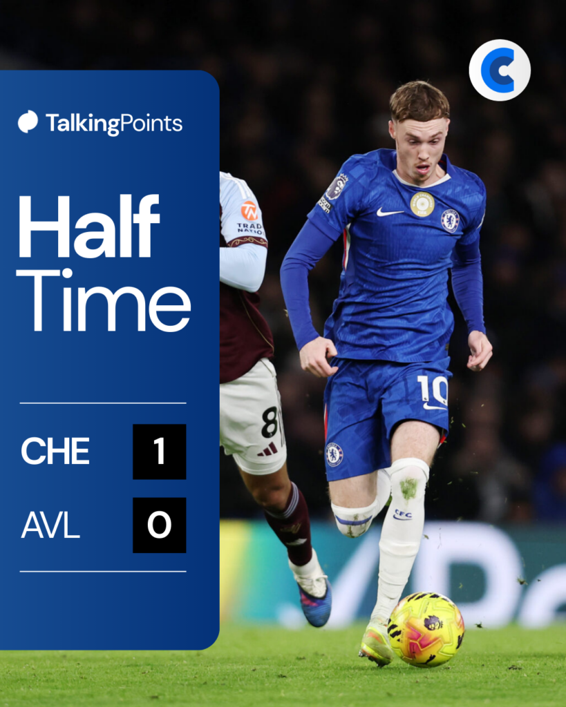 Chelsea vs Aston Villa HT graphic