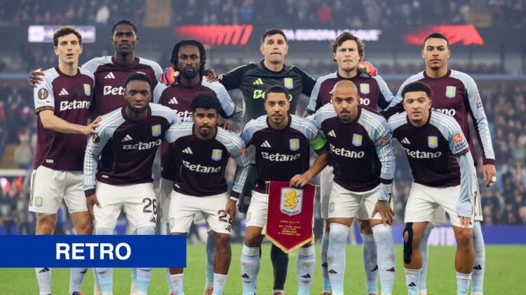 Players of Aston Villa pose for a team photograph