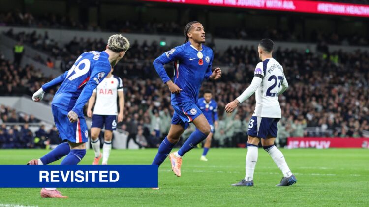 Joao Pedro celebrates scoring for Chelsea against Tottenham in the Premier League