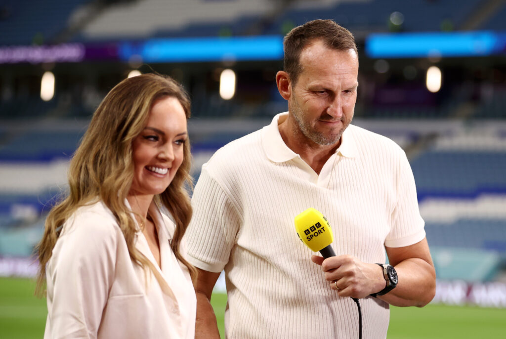 Mark Schwarzer is interviewed prior to the FIFA World Cup Qatar 2022 Group D match between France and Australia