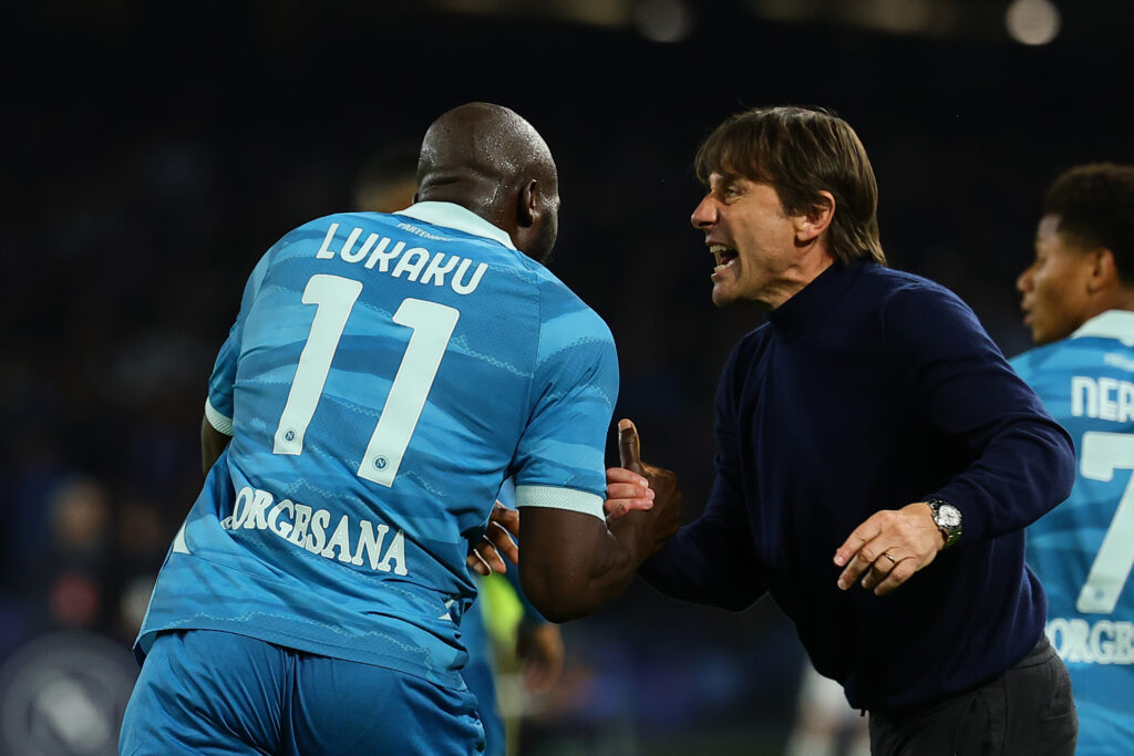 Romelu Lukaku of SSC Napoli celebrates after scoring