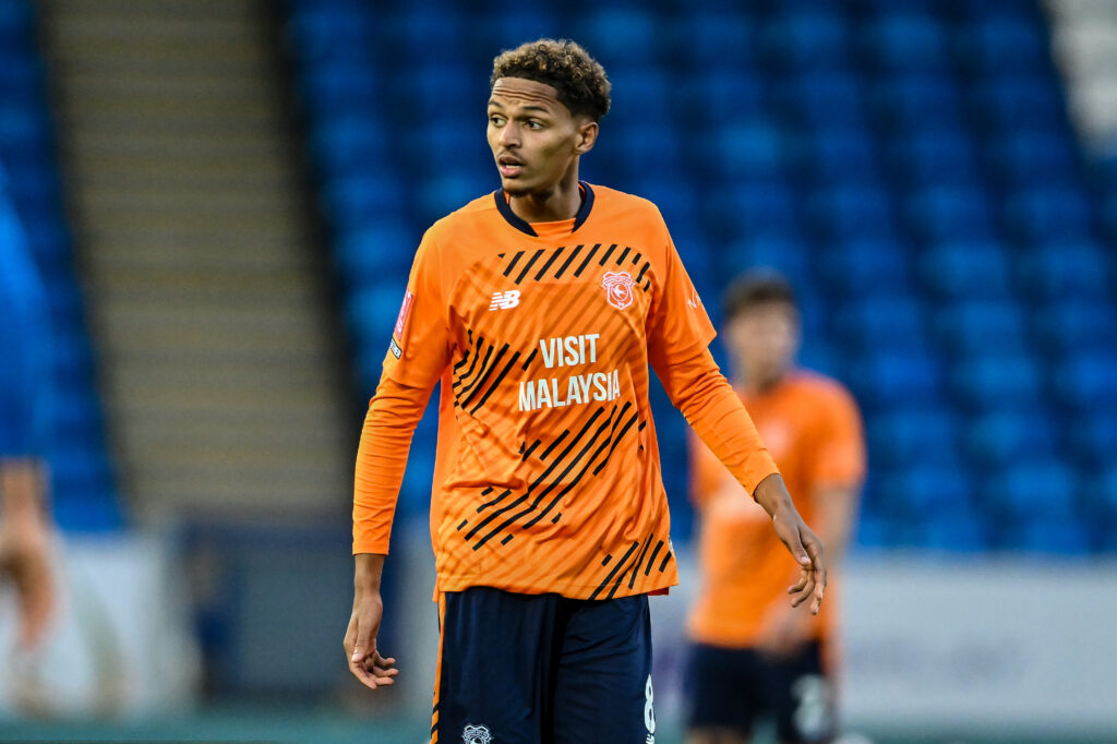 Omari Kellyman (8 Cardiff City) looks on during the Emirates FA Cup First Round match between Peterborough and Cardiff City
