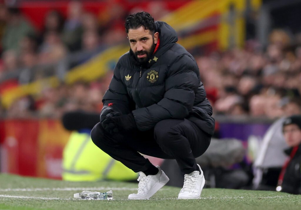 Ruben Amorim, Manager of Manchester United, looks on during the Premier League match between Manchester United and Wolverhampton Wanderers at Old Trafford
