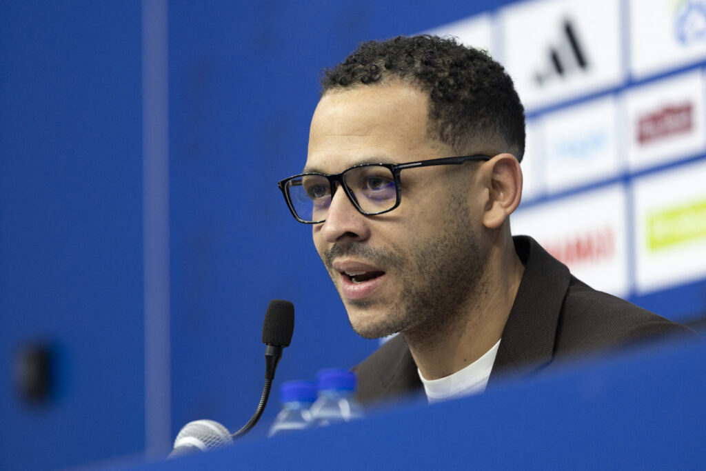 Liam Rosenior addresses media during a press conference