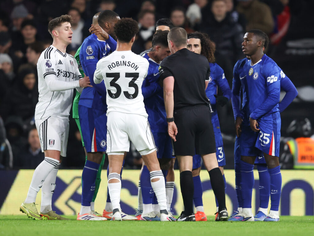 Chelsea's Marc Cucurella appeals his red card