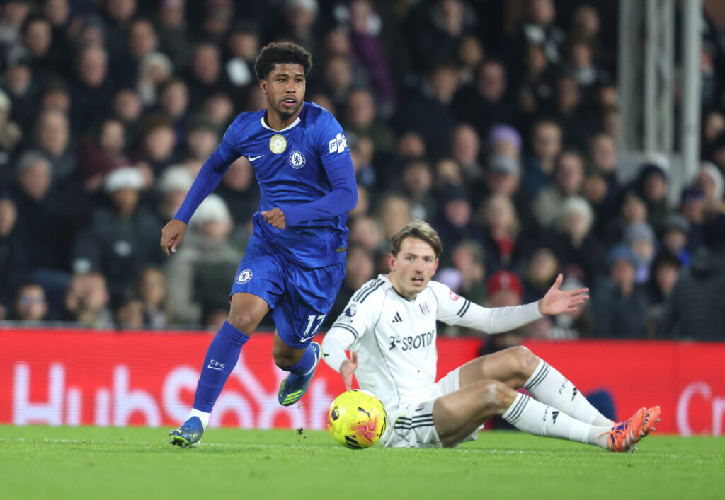 Chelsea's Andrey Santos during the Premier League match between Fulham and Chelsea
