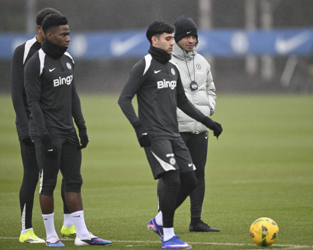 Head Coach Liam Rosenior of Chelsea during a training session