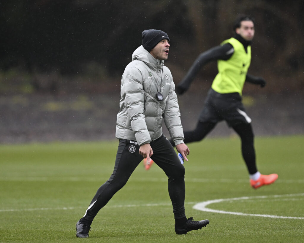 Head Coach Liam Rosenior of Chelsea during a training session
