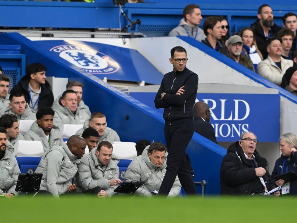 Chelsea manager Liam Rosenior during the Premier League match between Chelsea and Brentford