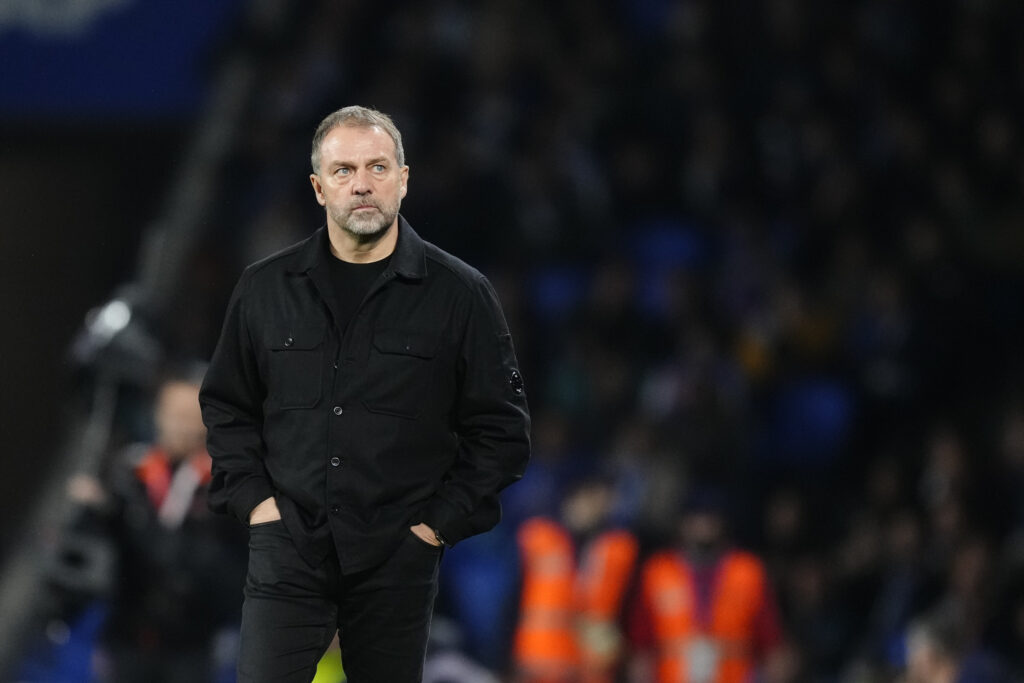Hansi Flick head coach of Barcelona during the La Liga EA Sports match between Real Sociedad and FC Barcelona