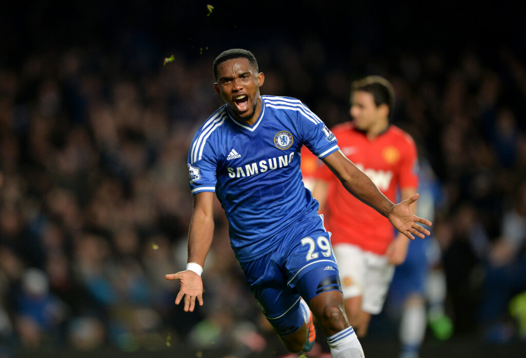 Chelsea's Samuel Eto'o celebrates after