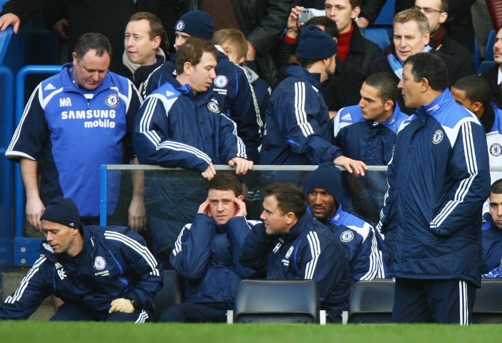 Nicolas Anelka of Chelsea sits on the bench during the Barclays Premier League match between Chelsea and Tottenham Hotspur