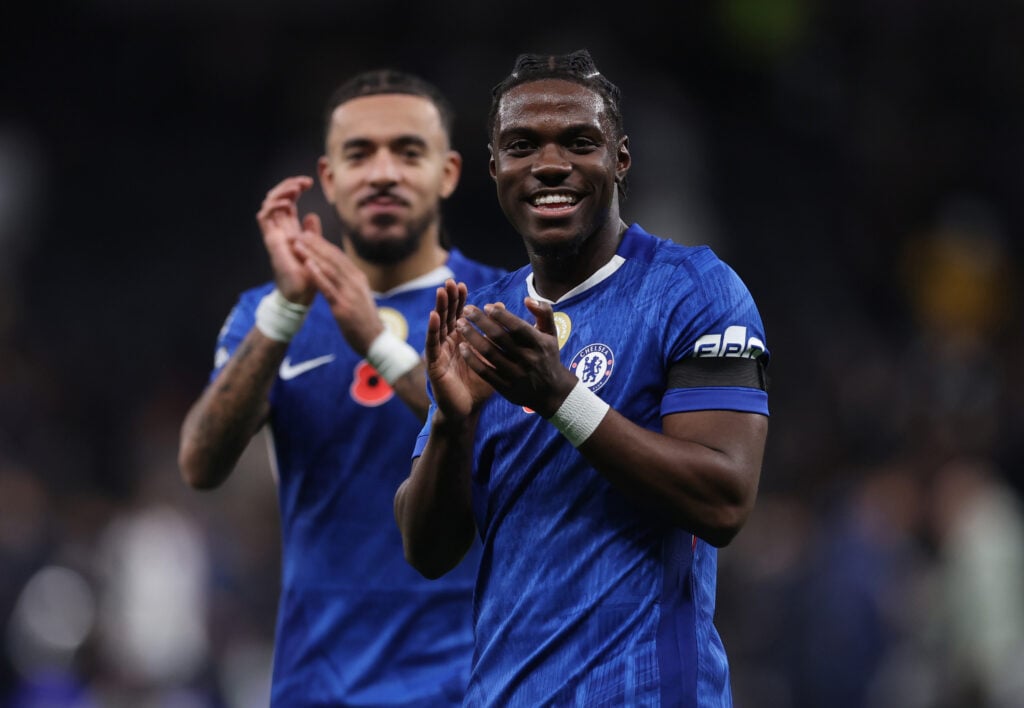 Romeo Lavia of Chelsea during the Premier League match between Tottenham Hotspur and Chelsea