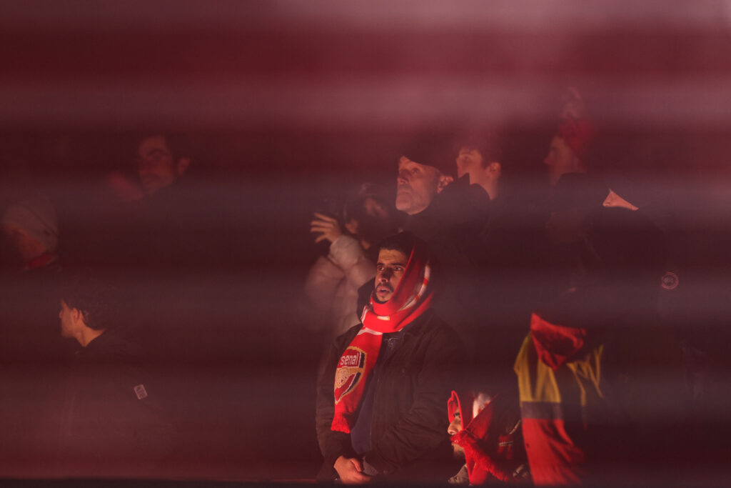 Arsenal fans enjoy the light show ahead of kick-off