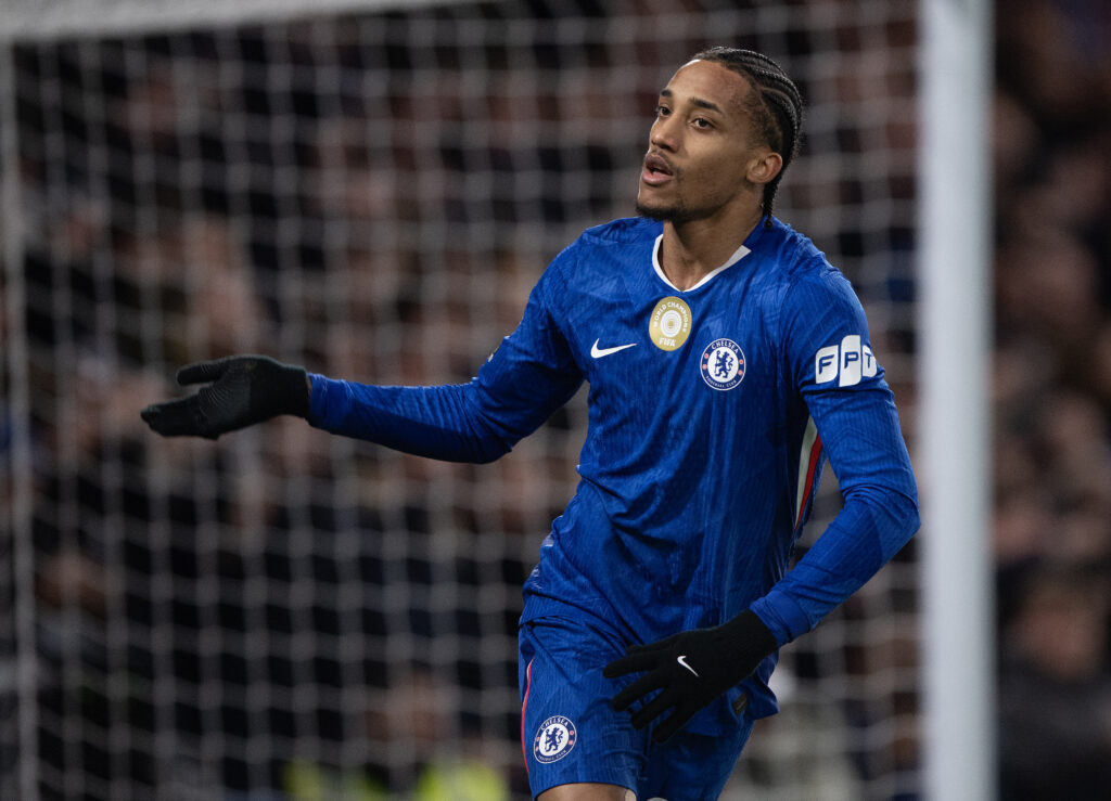 Chelsea forward Joao Pedro celebrating his goal against West Ham