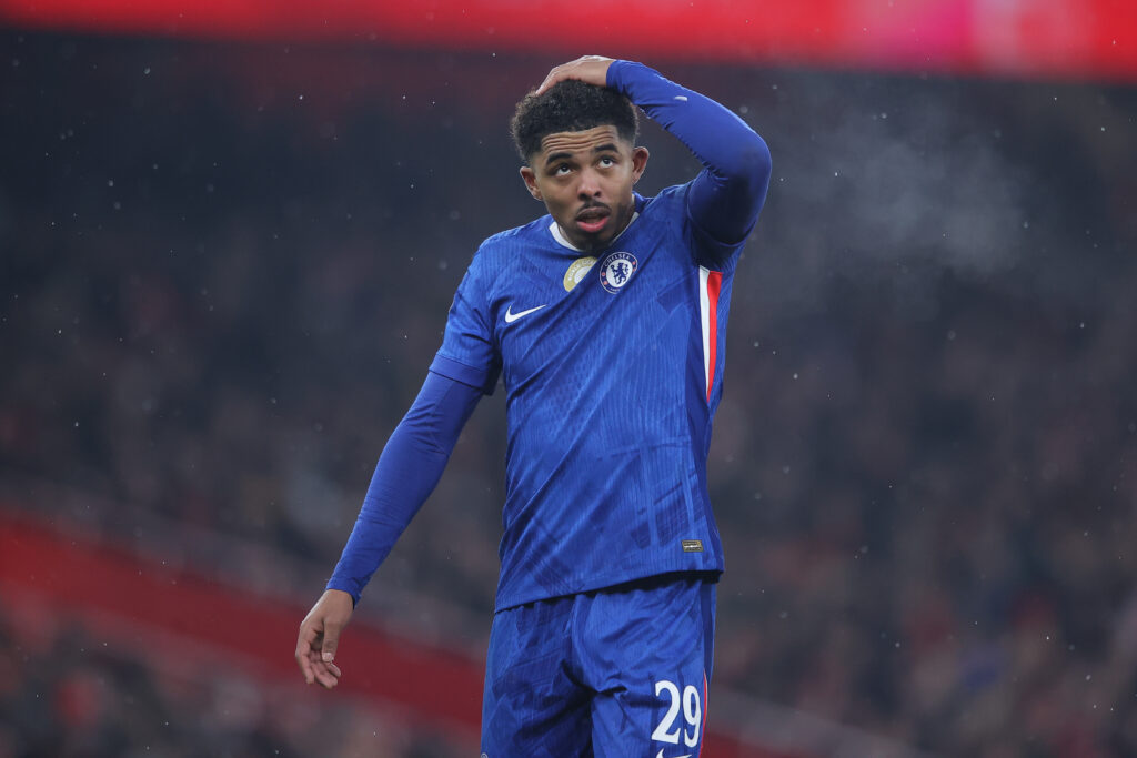 Wesley Fofana of Chelsea looks dejected during the Carabao Cup Semi Final