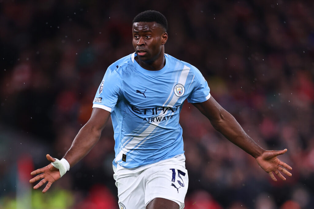 Marc Guehi of Manchester City during the Premier League match between Liverpool and Manchester City