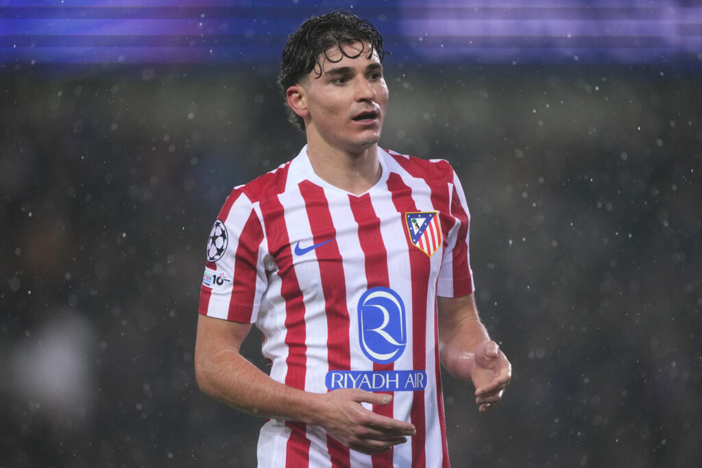 Julian Alvarez of Atletico de Madrid looks on