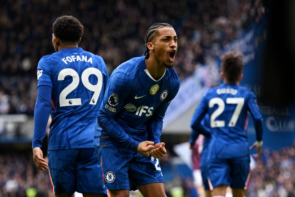 Joao Pedro of Chelsea celebrates scoring