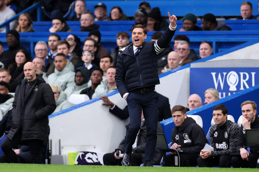 Scott Parker, Manager of Burnley, reacts