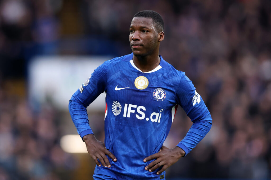 Moises Caicedo of Chelsea during the Premier League match between Chelsea and Burnley