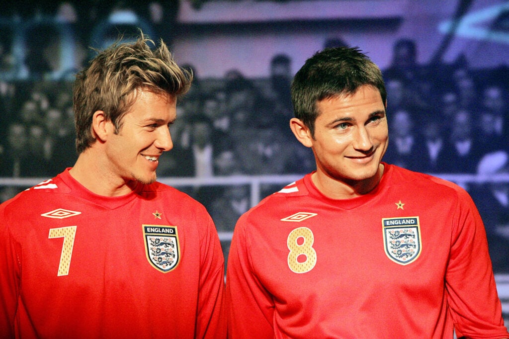 England soccer captain David Beckham (L)
