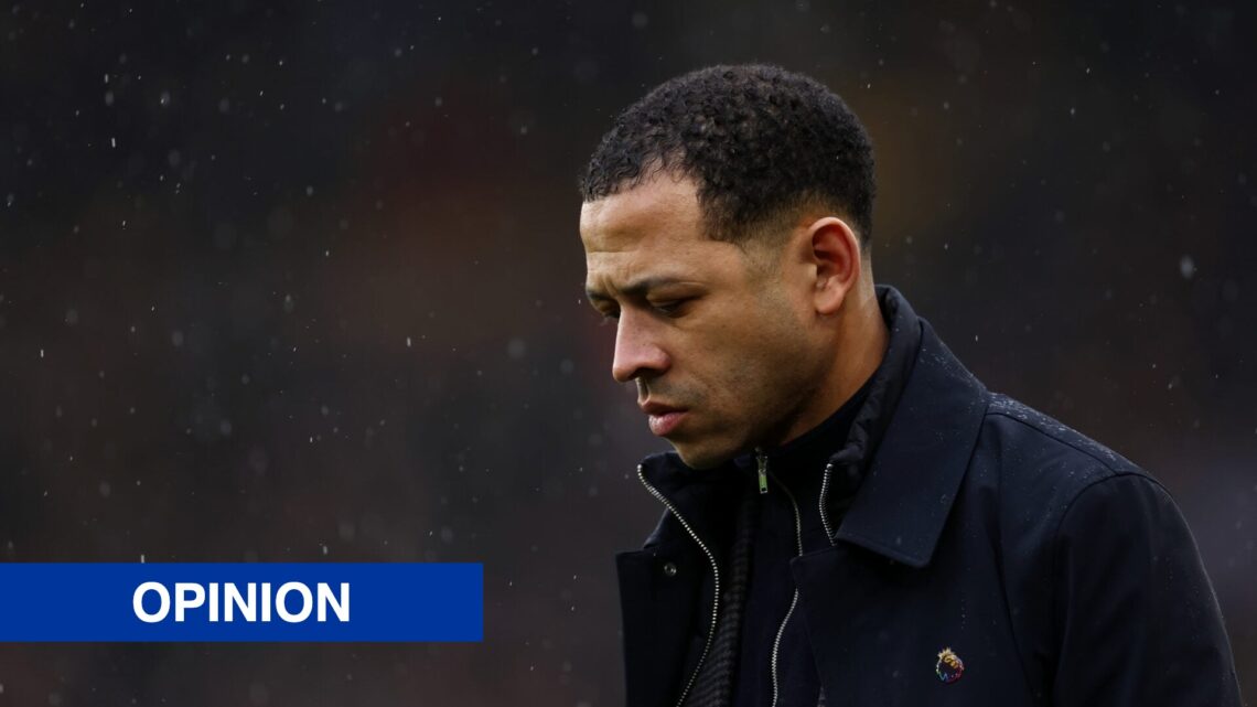 Liam Rosenior, Manager of Chelsea looks on before the Premier League match between Wolverhampton Wanderers and Chelsea