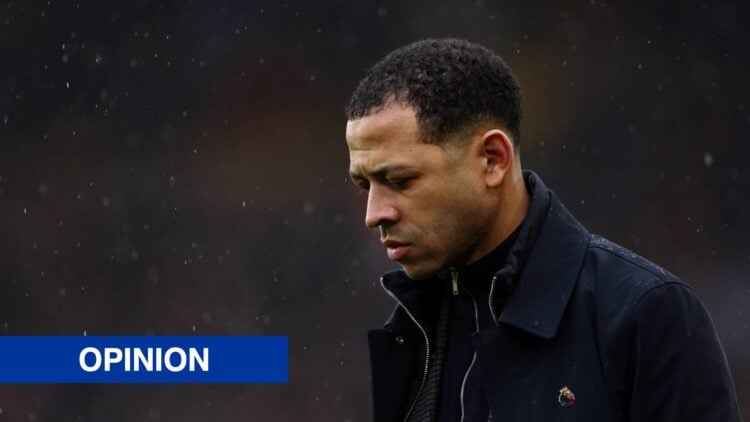 Liam Rosenior, Manager of Chelsea looks on before the Premier League match between Wolverhampton Wanderers and Chelsea