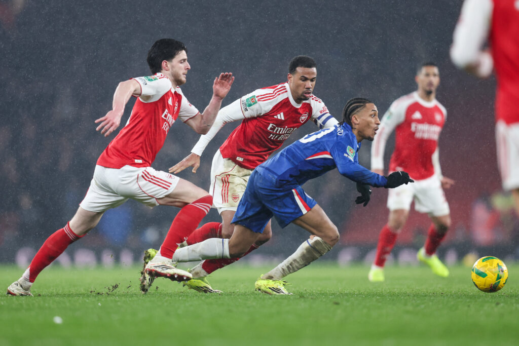 Gabriel of Arsenal and Joao Pedro of Chelsea