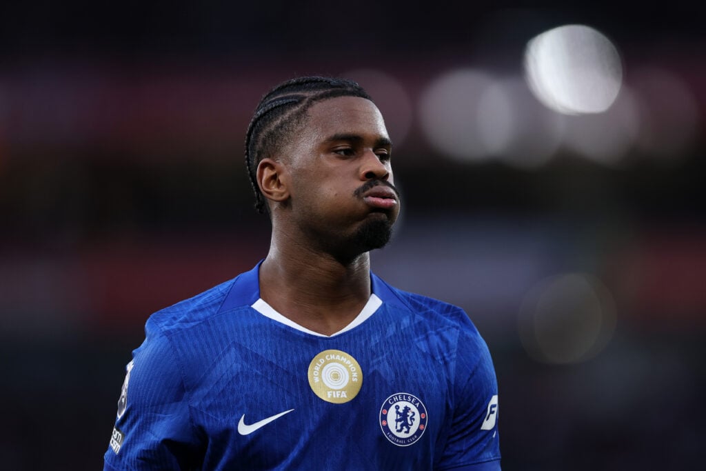 Jorrel Hato of Chelsea during the Premier League match between Arsenal and Chelsea
