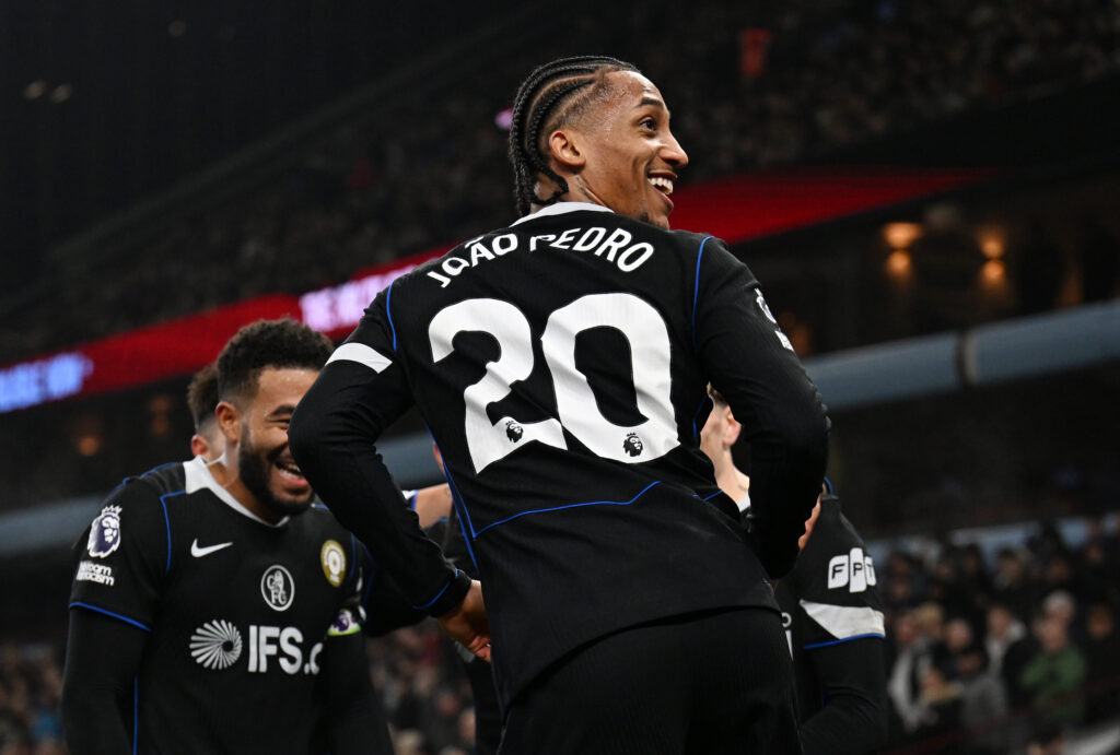 Joao Pedro of Chelsea celebrates scoring