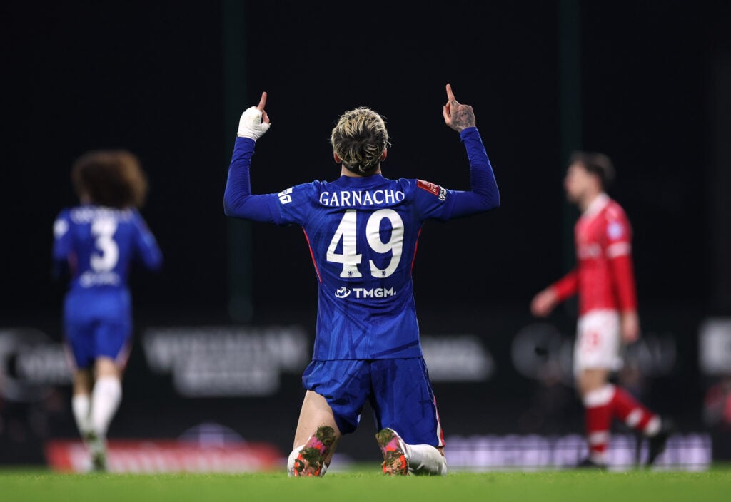 Alejandro Garnacho of Chelsea celebrates scoring