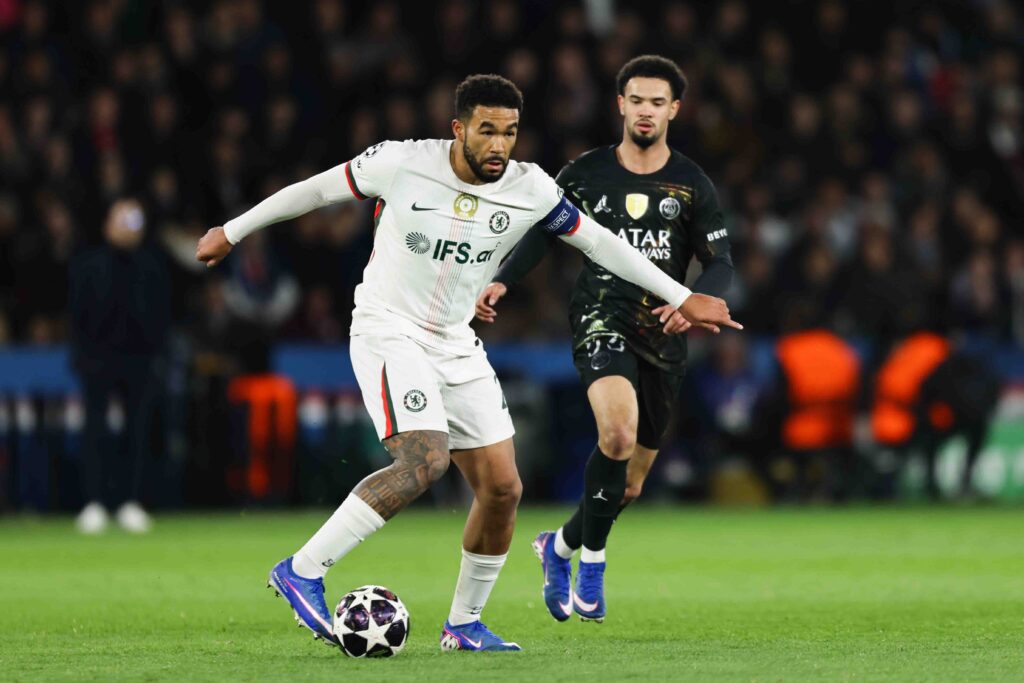 Reece James of Chelsea plays during the UEFA Champions League round of 16 first leg football match between Paris Saint-Germain (PSG) and Chelsea
