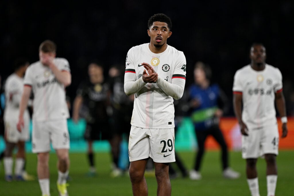 Wesley Fofana of Chelsea applauds the fans