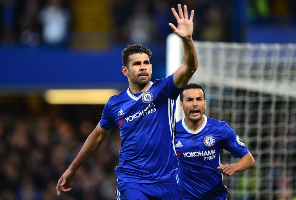 Diego Costa of Chelsea celebrates