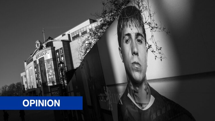 Enzo Fernandez mural at Stamford Bridge
