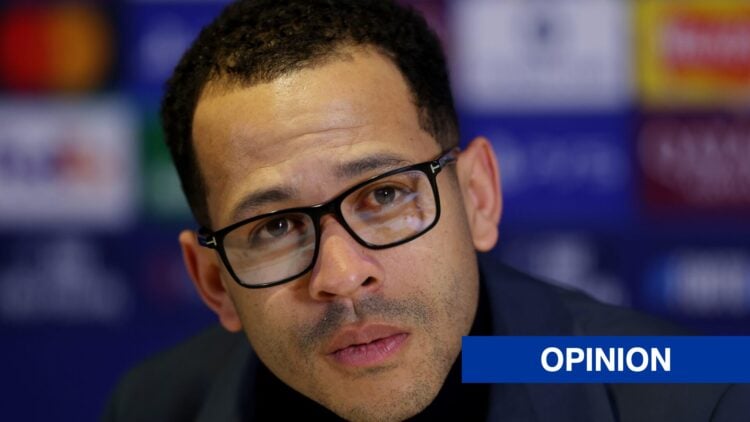Chelsea manager Liam Rosenior looking sad at press conference