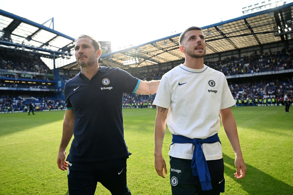 Frank Lampard, Caretaker Manager of Chelsea, and his player Mason Mount