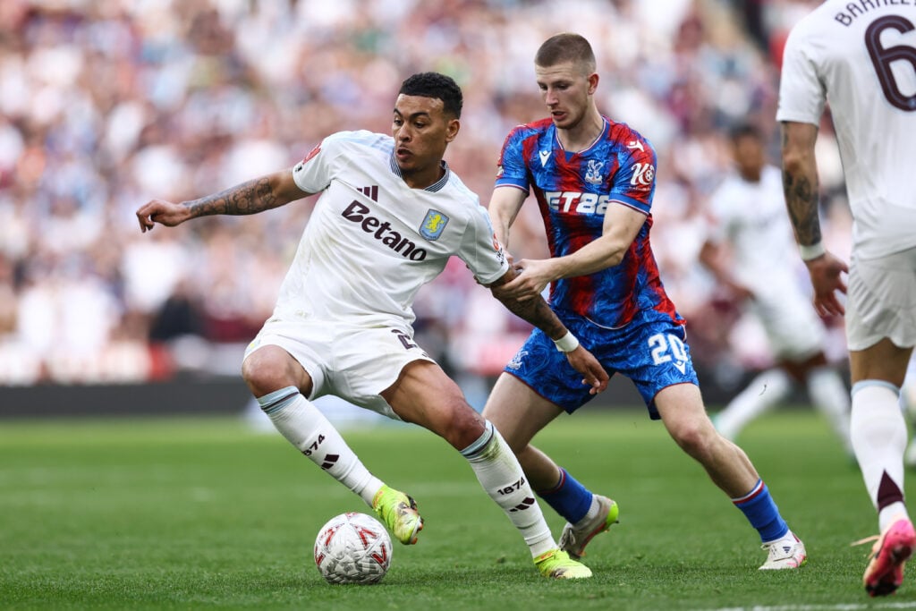 Morgan Rogers of Aston Villa and Adam Wharton of Crystal Palace