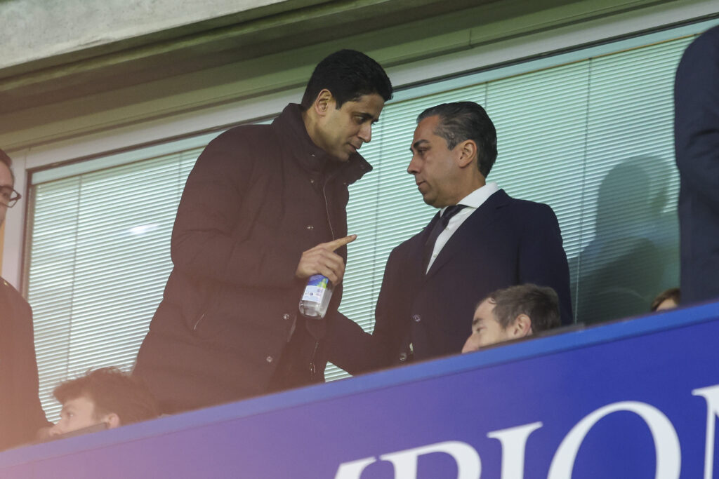 Chelsea co-owner Behdad Eghbali with Paris Saint-Germain president Nasser al-Khelaifi