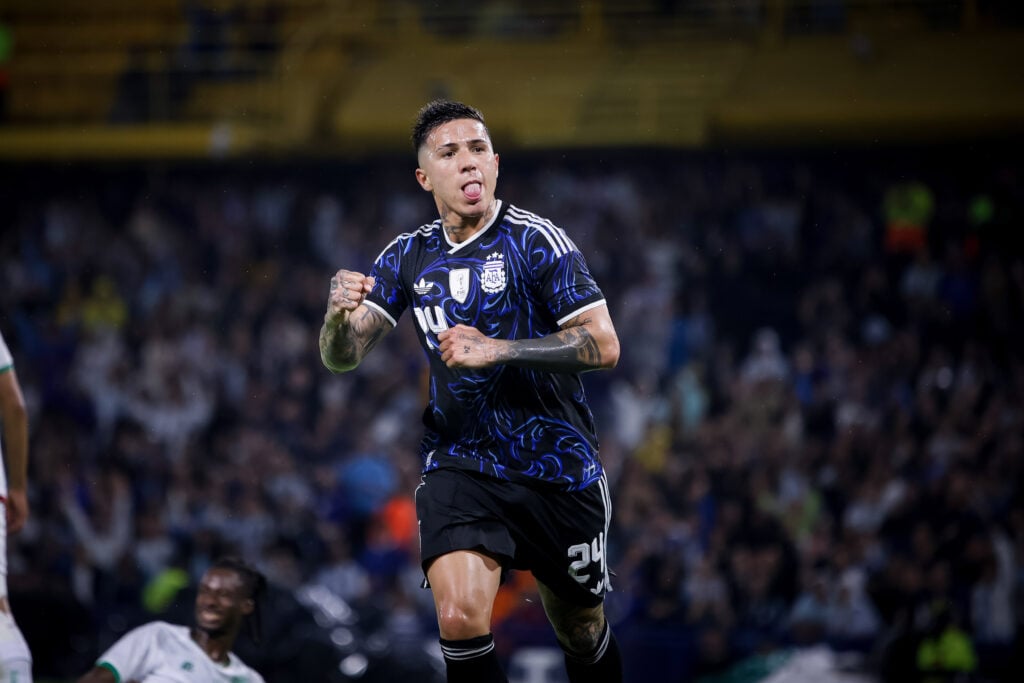 Enzo Fernandez of Argentina celebrates his goal during the