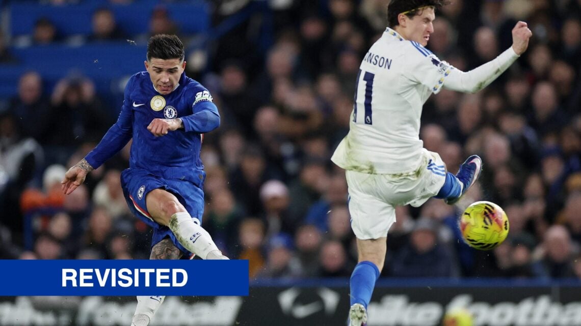 Chelsea midfielder Enzo Fernandez striking the ball