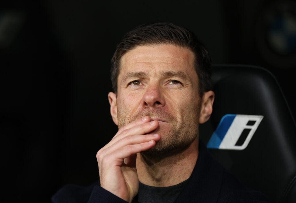 Xabi Alonso, Head Coach of Real Madrid, looks on