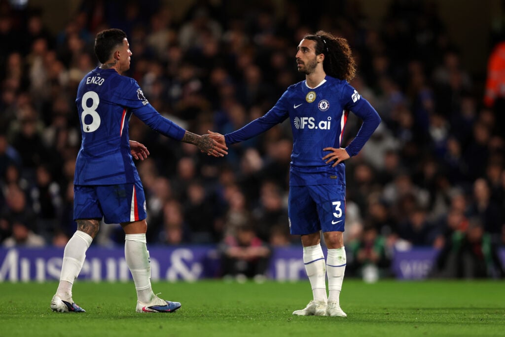 Enzo Fernandez and Marc Cucurella of Chelsea