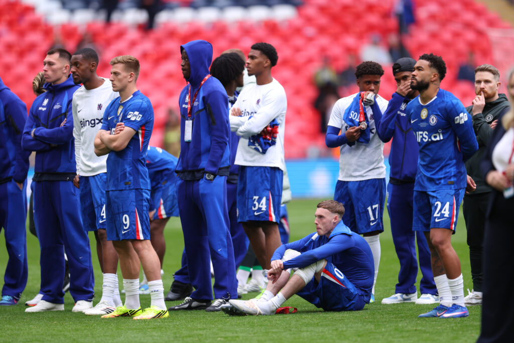 Dejected players of Chelsea