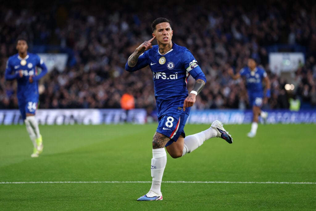 Chelsea midfielder Enzo Fernandez celebrating